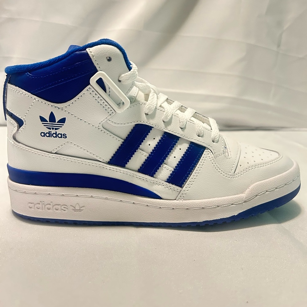 Adidas Forum Mid Lace Up White and Blue Sneakers